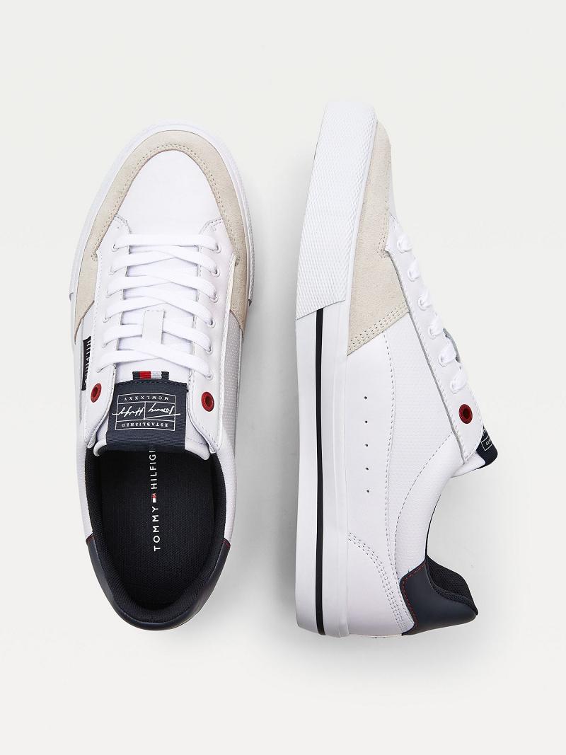 Férfi Tommy Hilfiger Hilfiger leather Sneaker Fehér | HU 1403NWY